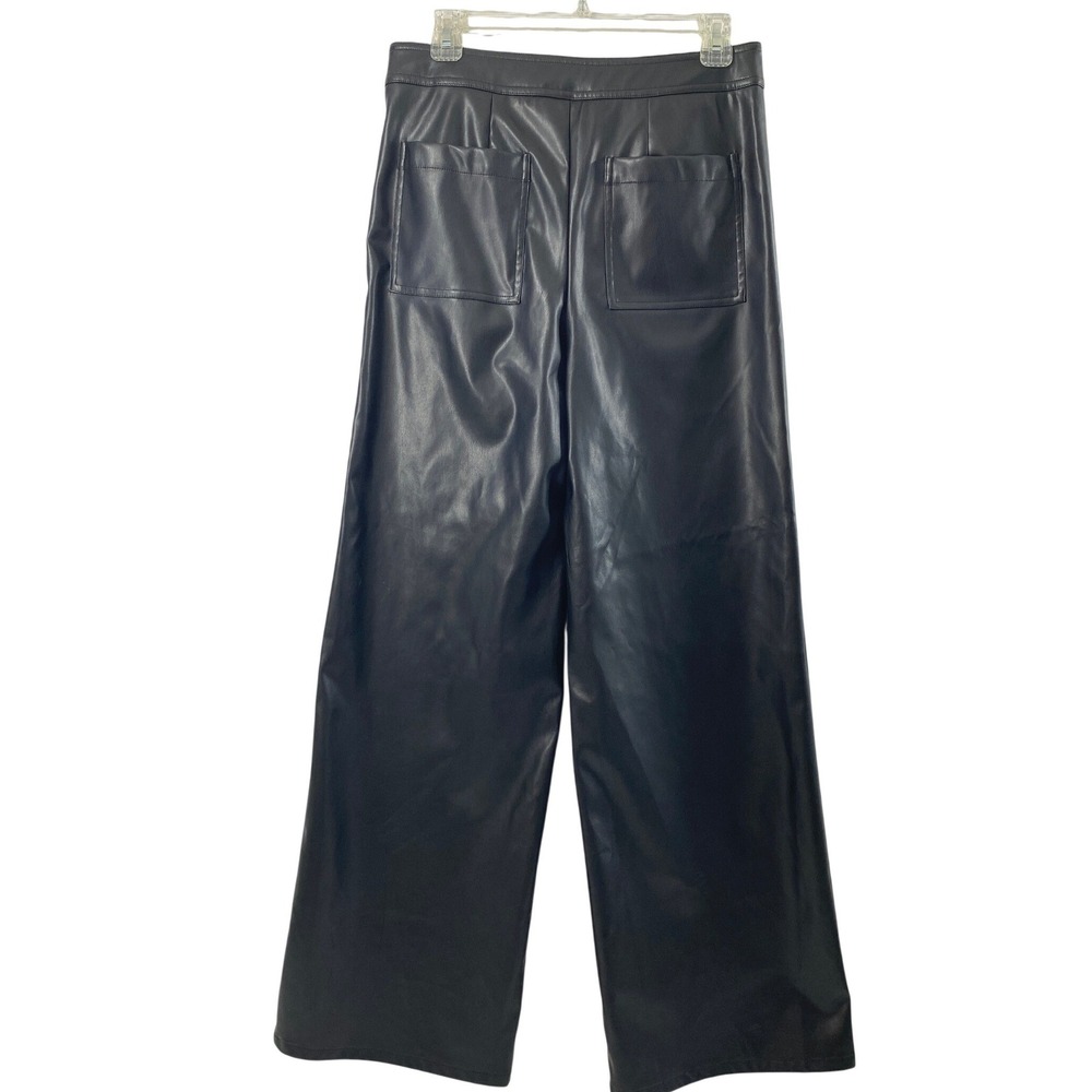 Miss Love Faux Leather Pants Womens L Goth Edgy Black Wide Leg High Rise Biker - Picture 2 of 13